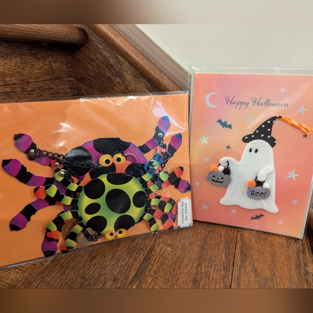 Papyrus Halloween greeting cards  Spider mobile card & Ghost card